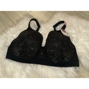 Cacique Lightly Lined Full Coverage Bra Lace Underwire Womens 40DD Black New Nwt